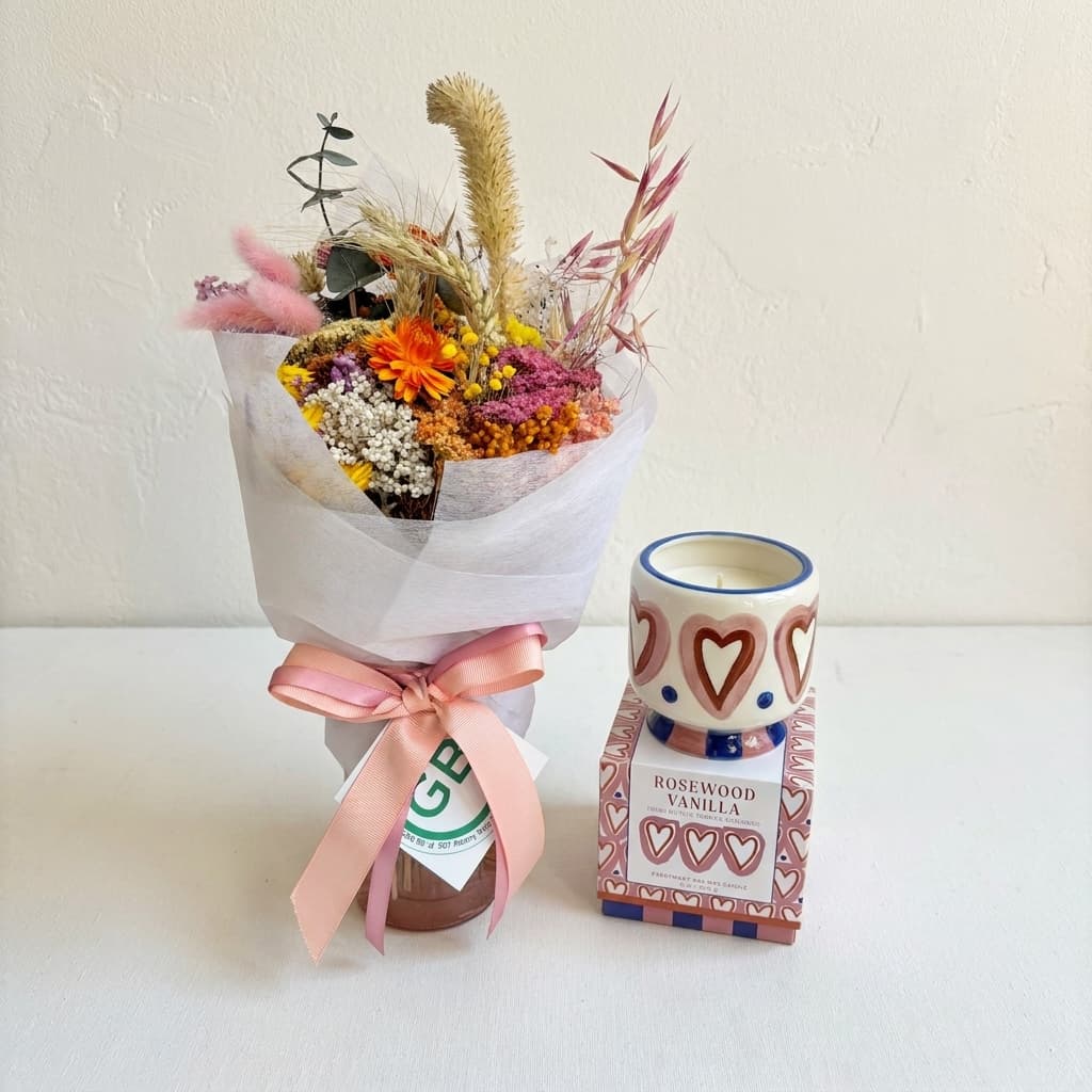 Dried Arrangement & Paddy Wax Candle